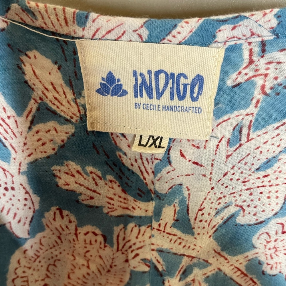 Indigo by Cecile Floral Blue and White Dress Sz L/XL - Picture 2 of 4